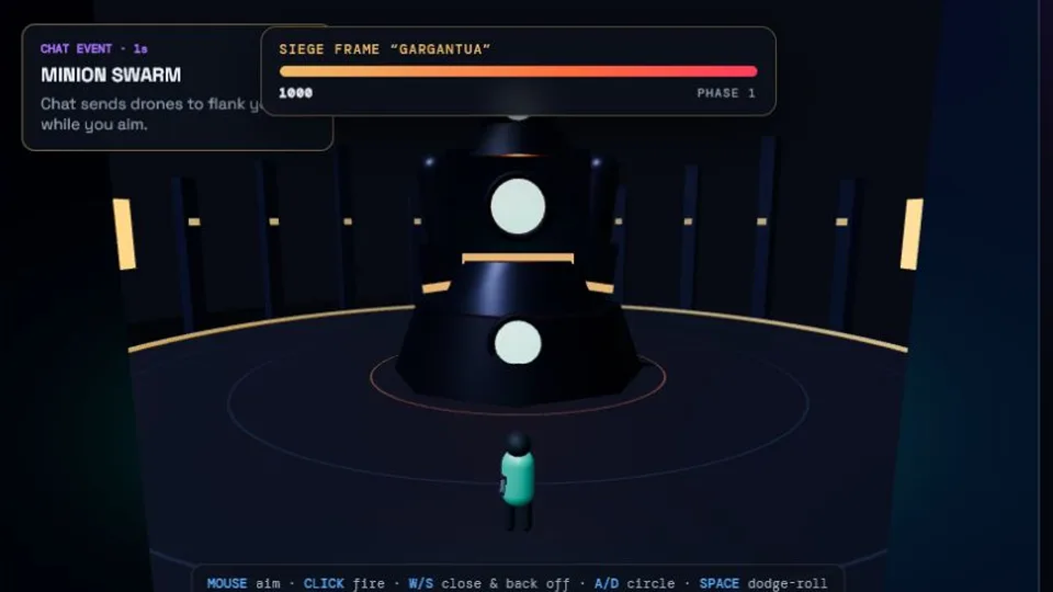 Actual gameplay from Boss Board, an interactive Twitch chat game